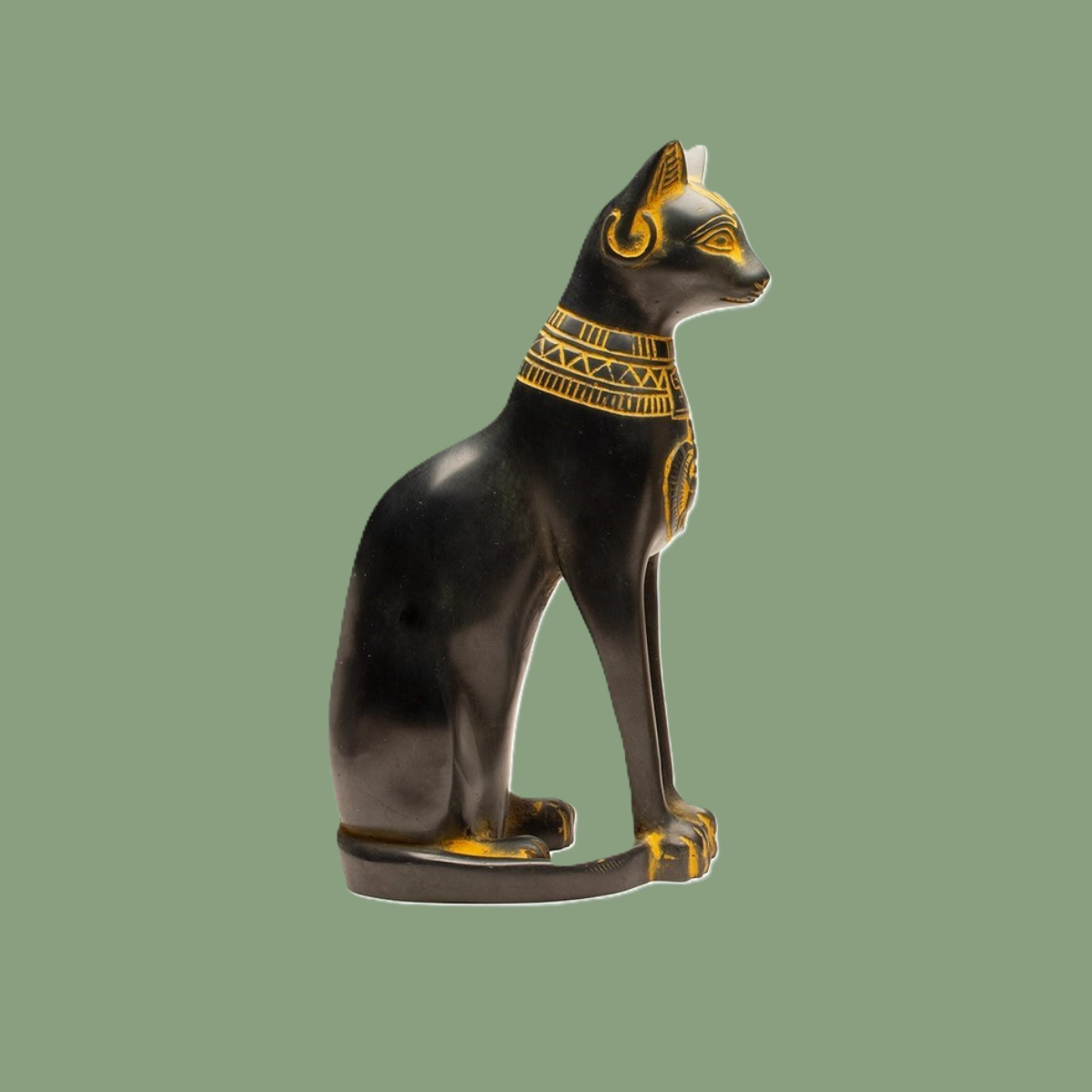 Statuette Bastet – Déesse Chat Égyptienne (Or Antique)