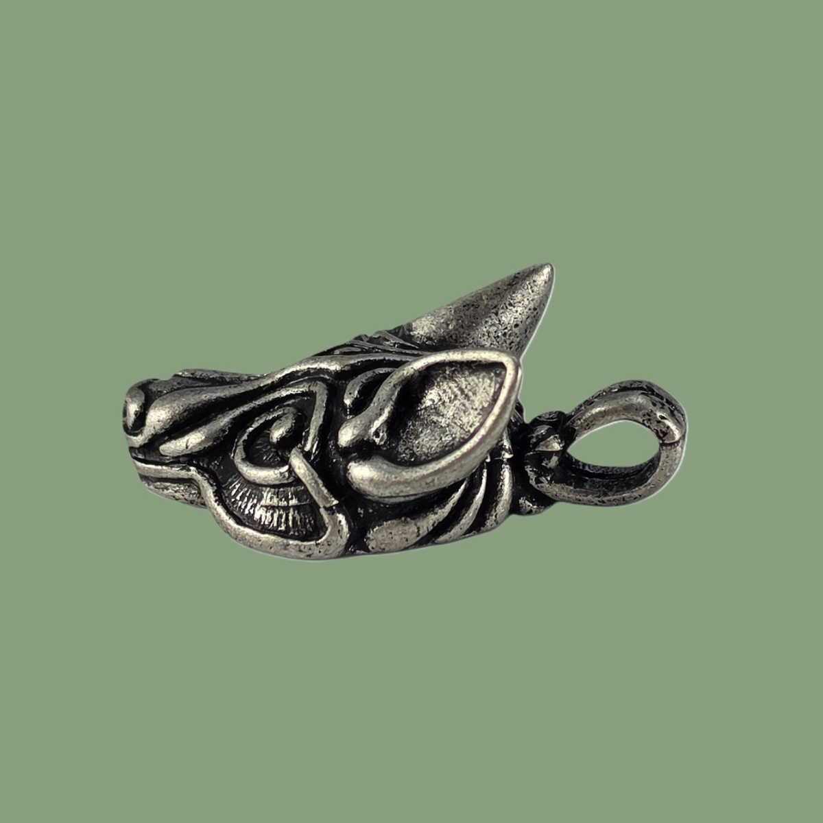 Pendentif Tête de Loup Fenrir Argenté