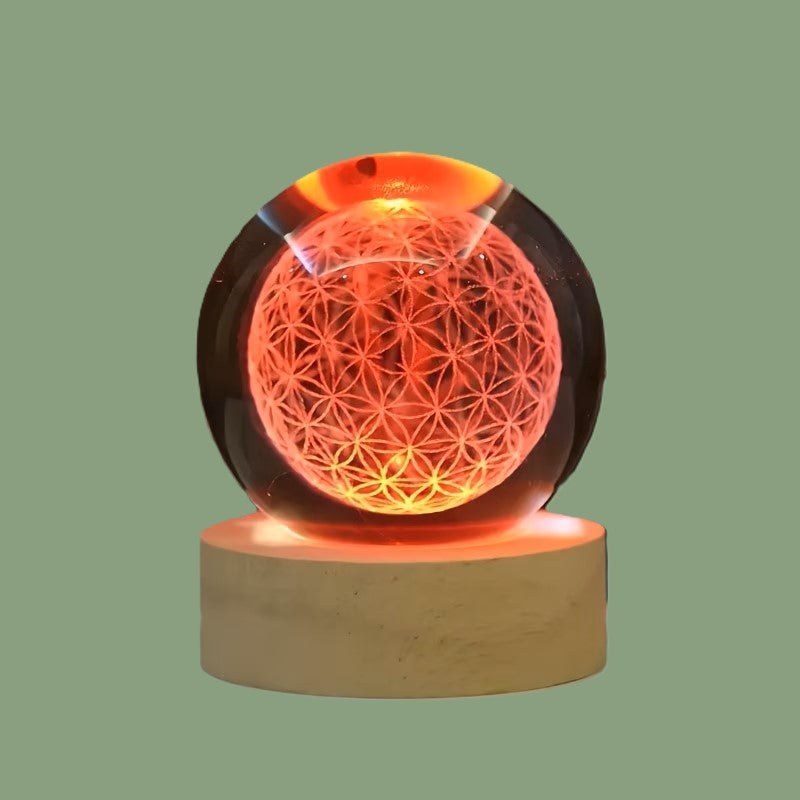 « Fleur de Vie » Veilleuse USB en Verre Multicolore