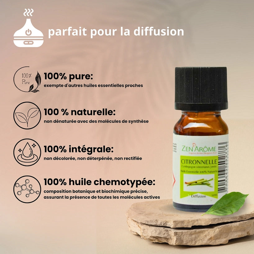 Huile Essentielle Citronnelle — 100% Naturelle — 10ml