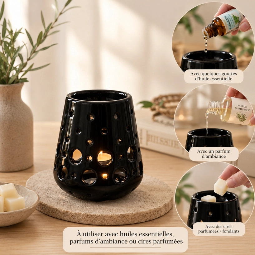 Brûleur Céramique Huile et Fondants Parfumée — Loob Noir
