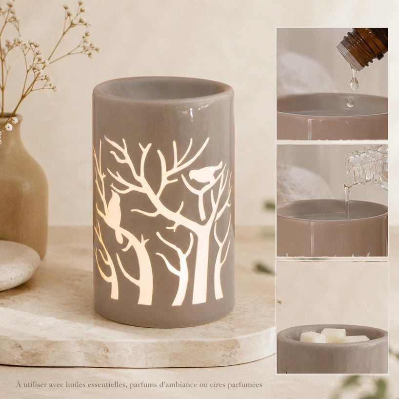 Brûleur Cire Parfumée, Huiles et Parfums Treebee Gris