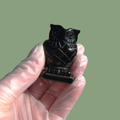 Statuette Chouette en Obsidienne Noire