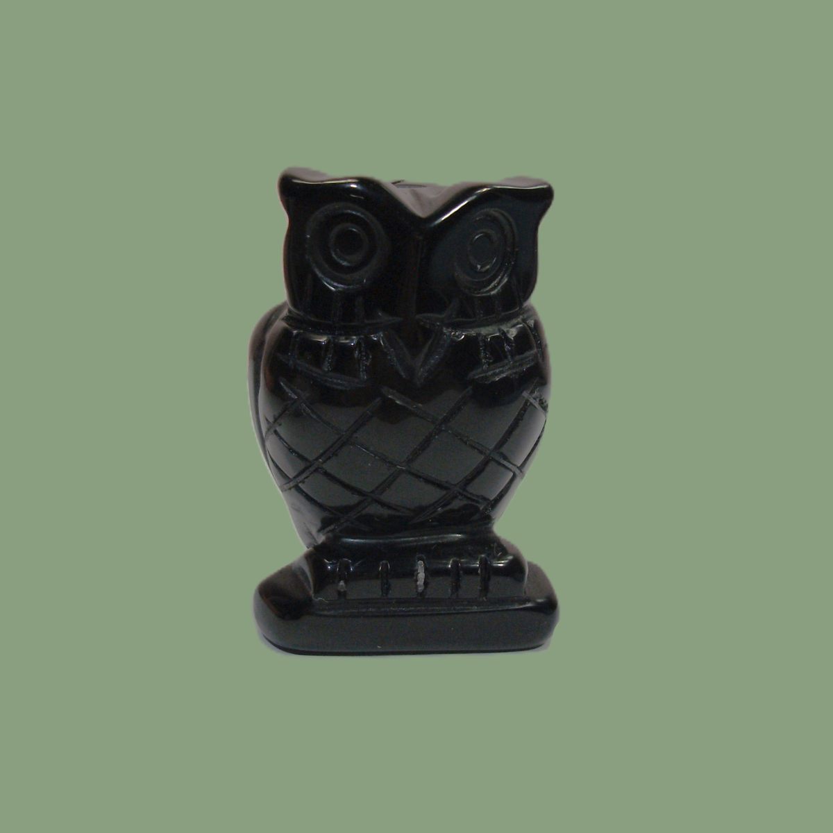 Statuette Chouette en Obsidienne Noire