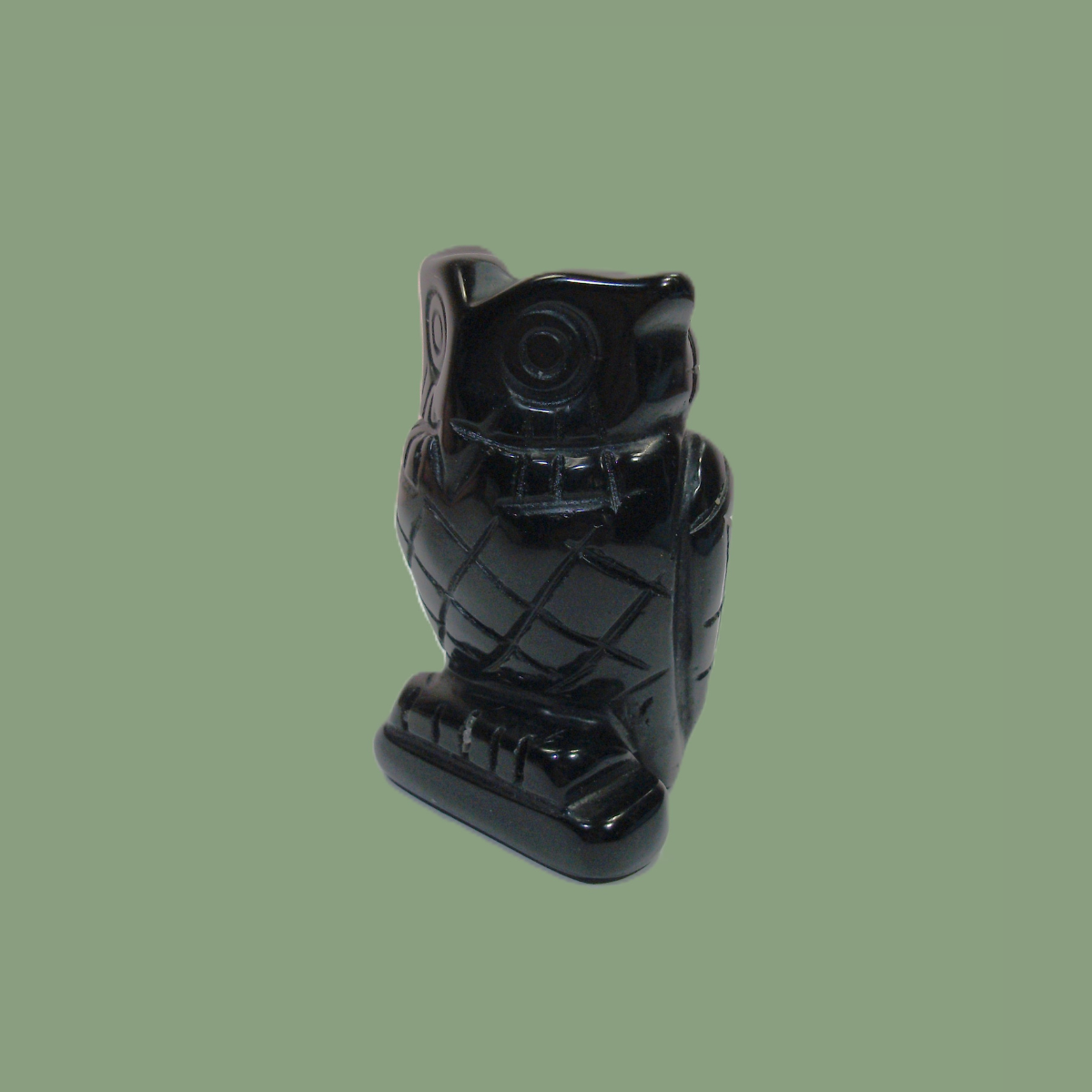 Statuette Chouette en Obsidienne Noire