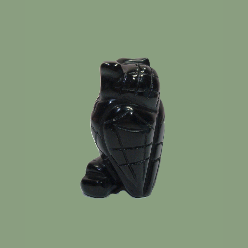 Statuette Chouette en Obsidienne Noire