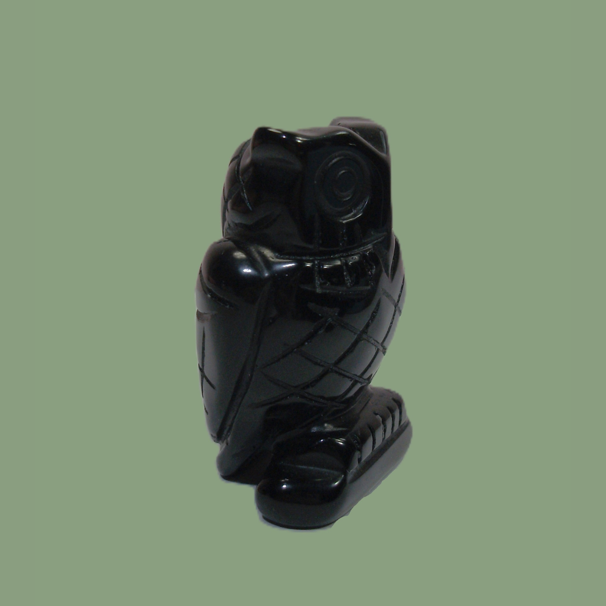 Statuette Chouette en Obsidienne Noire