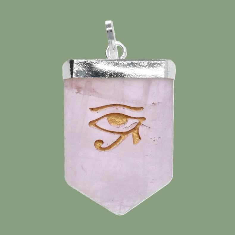 Pendentif œil d’Horus en quartz rose