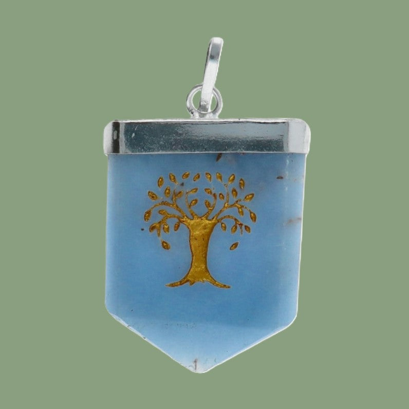 Pendentif en quartz bleu "Tree of Life"
