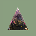 Pyramide Orgonite en Obsidienne, Cœur en Cuivre & Arbre de Vie en Améthyste