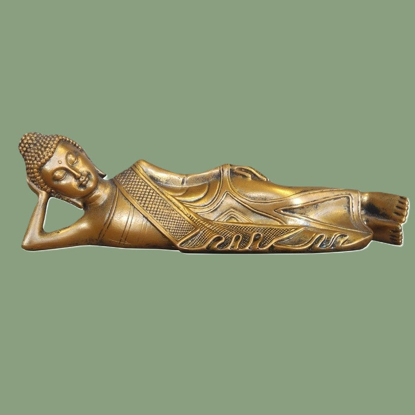 Statue Bouddha Doré Couché Décoration Feng Shui