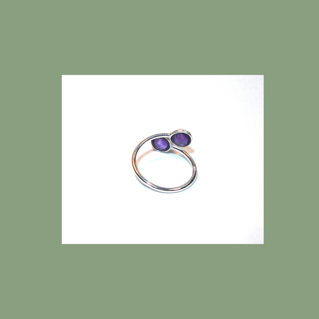 Bague Double Améthyste et Argent 925 Réglable – Forme Ronde