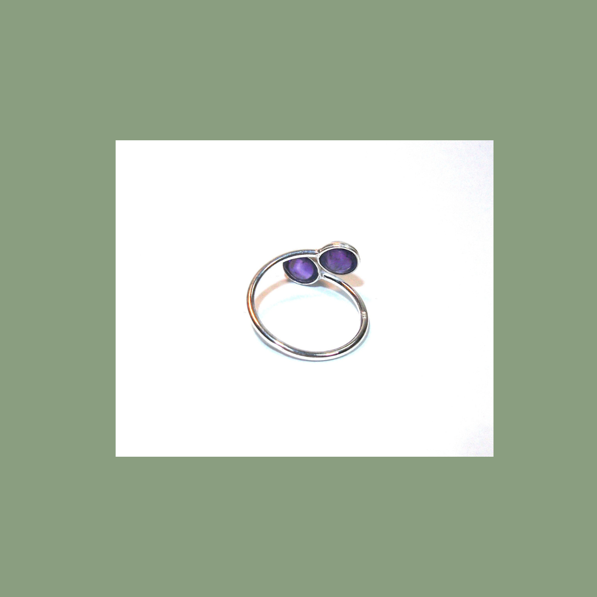 Bague Double Améthyste et Argent 925 Réglable – Forme Ronde