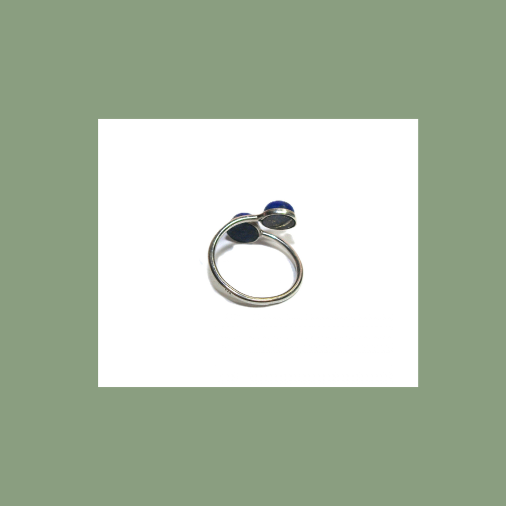 Bague Double Lapis-Lazuli et Argent 925 Réglable – Forme Ronde