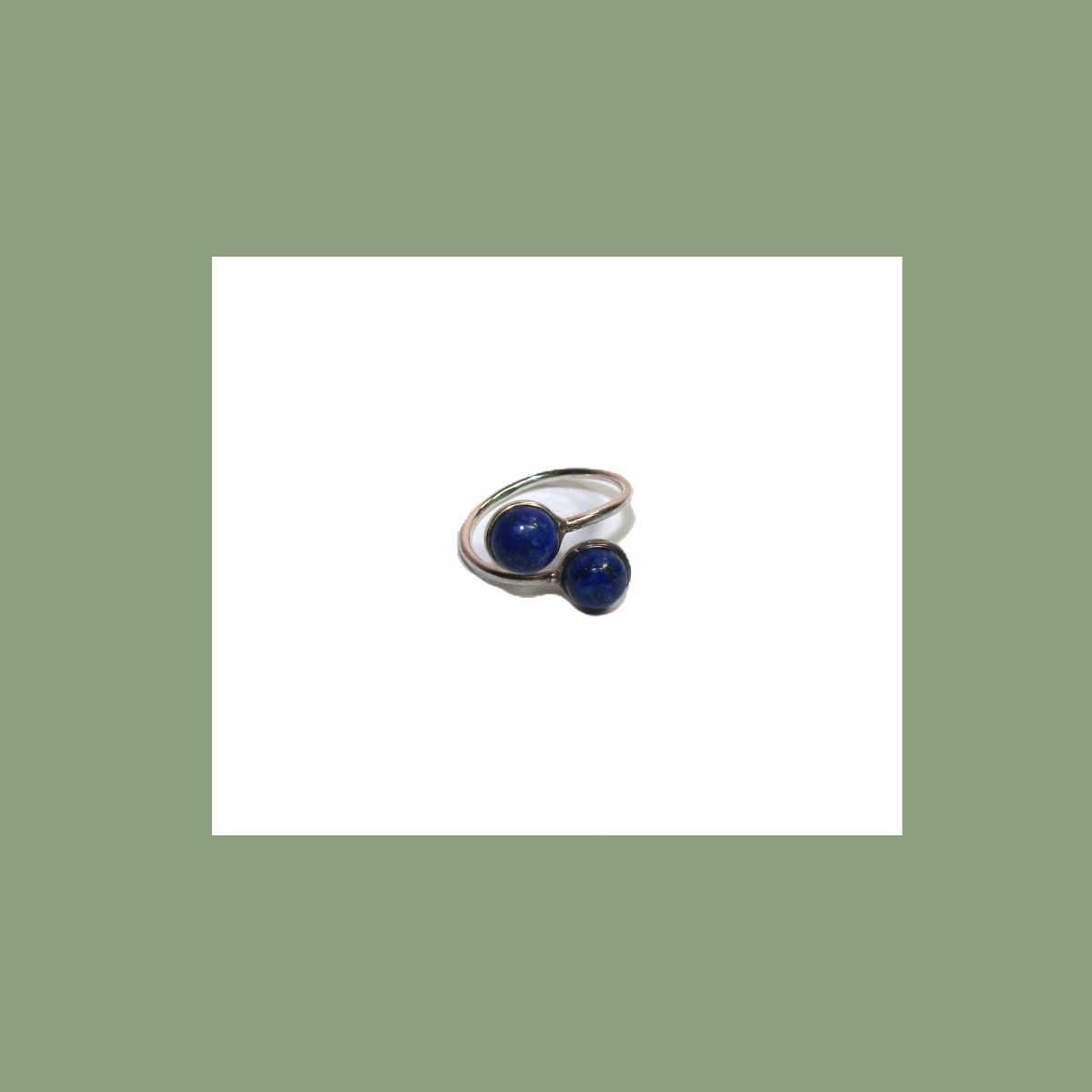 Bague Double Lapis-Lazuli et Argent 925 Réglable – Forme Ronde