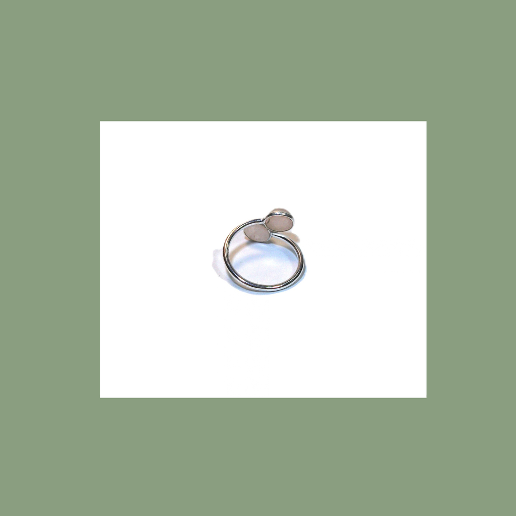 Bague Double Quartz Rose et Argent 925 Réglable – Forme Ronde