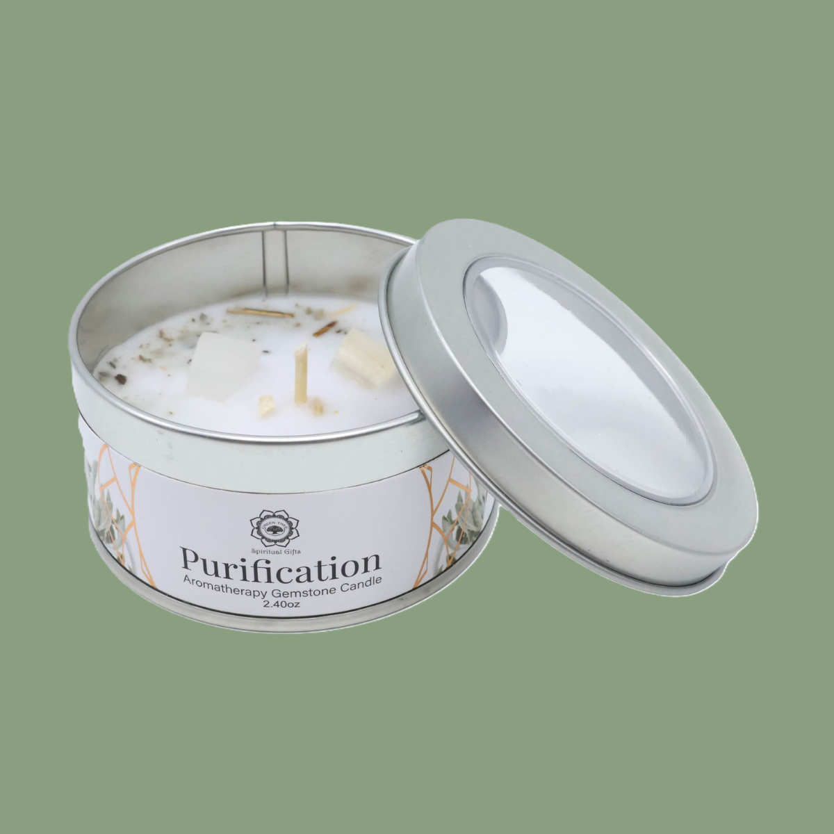 Bougie Green Tree « Purification » – Sauge Blanche &amp; Sélénite