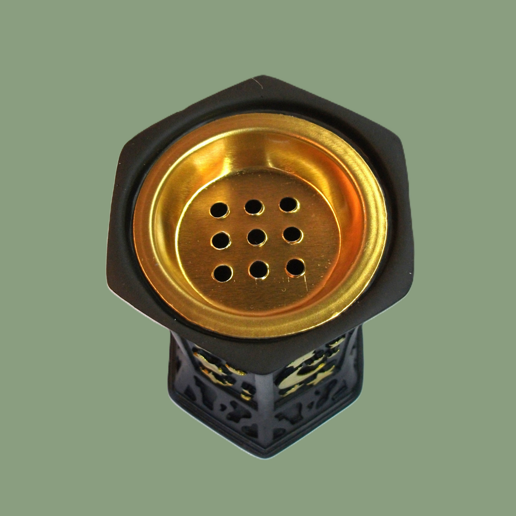 Brûleur d'Encens Noir Hexagramme