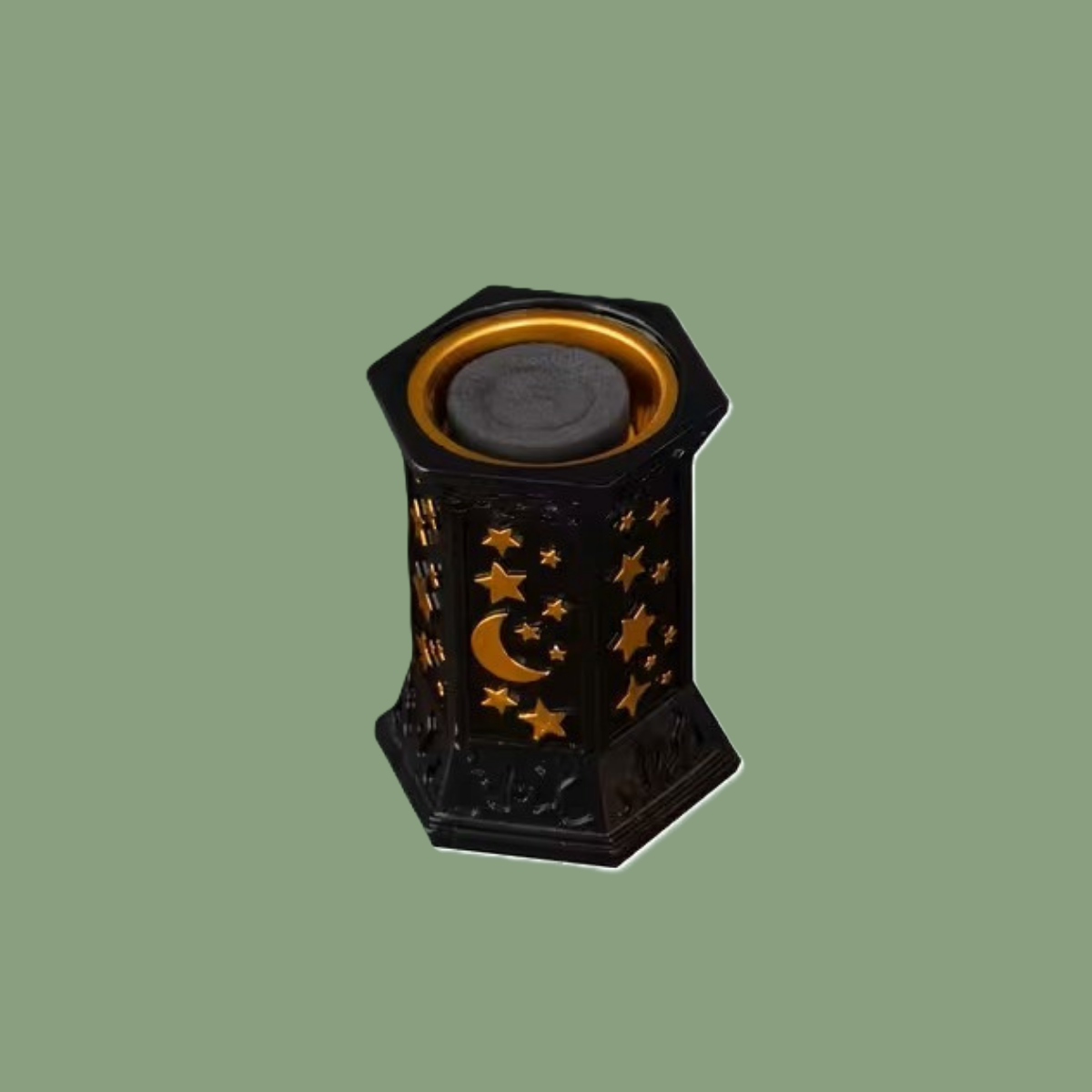 Brûleur d'Encens Noir Hexagramme