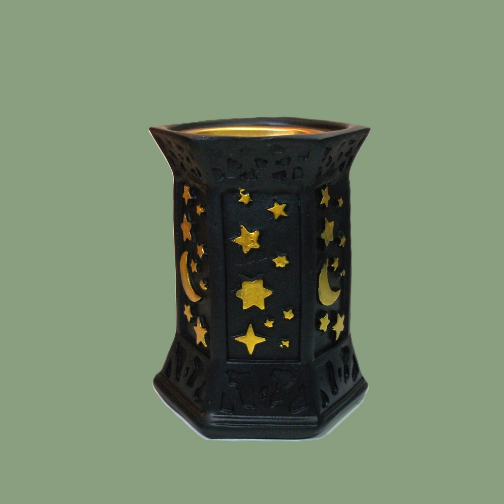 Brûleur d'Encens Noir Hexagramme