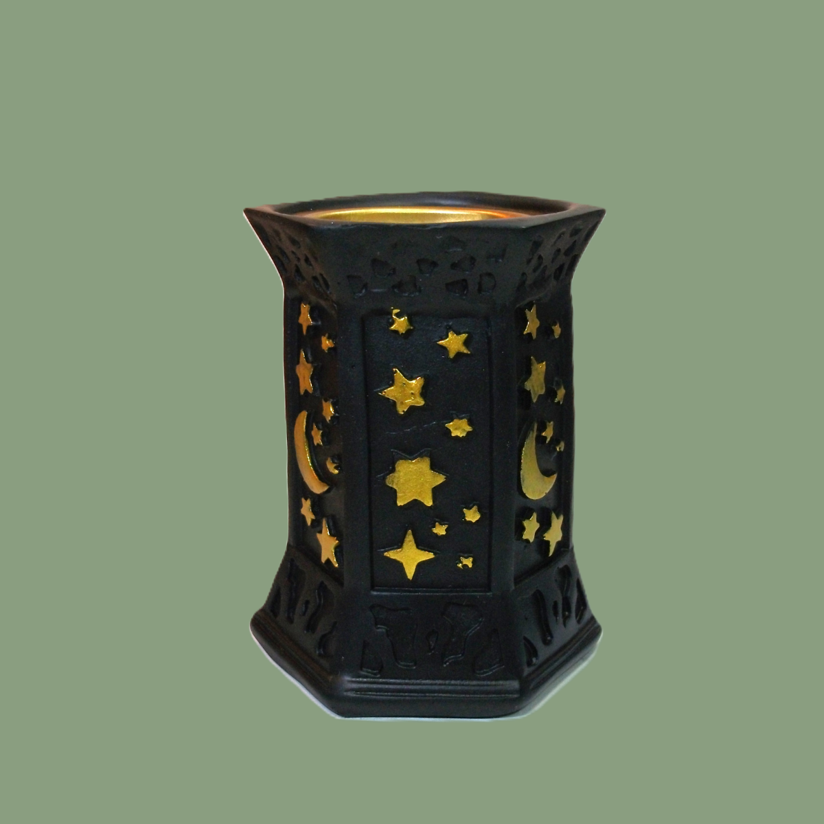 Brûleur d'Encens Noir Hexagramme