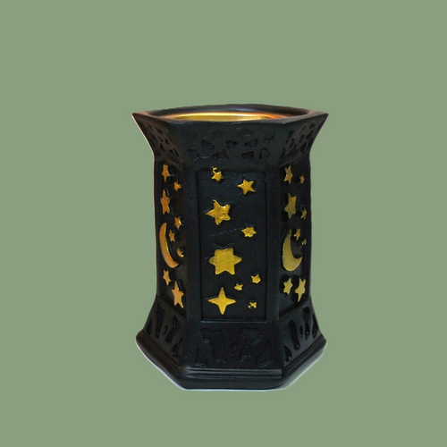 Brûleur d'Encens Noir Hexagramme