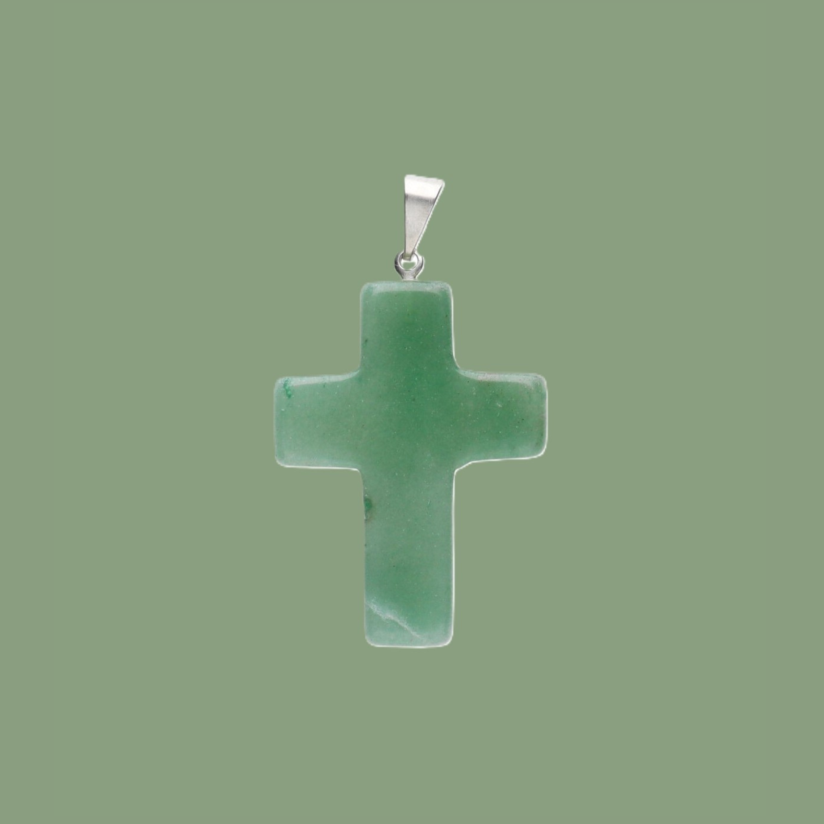 Pendentif croix en quartz vert