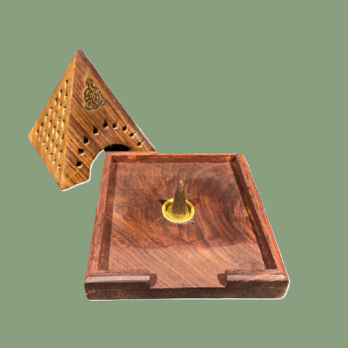 Porte-Encens « Pyramide Bouddha » en Bois