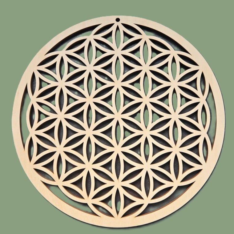 Support de Géométrie Sacrée « Fleur de Vie » en Bois – Grand Format 22 cm