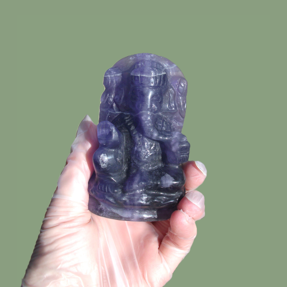 Statuette Ganesh en Fluorine Violette