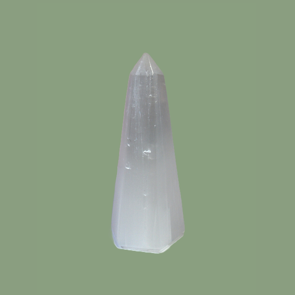 Obélisque / Pyramide en Sélénite Blanche