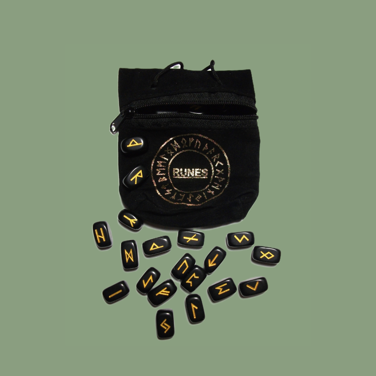 Set de Runes en Obsidienne Noire