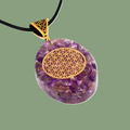 Pendentif Orgonite en Améthyste & Fleur de Vie