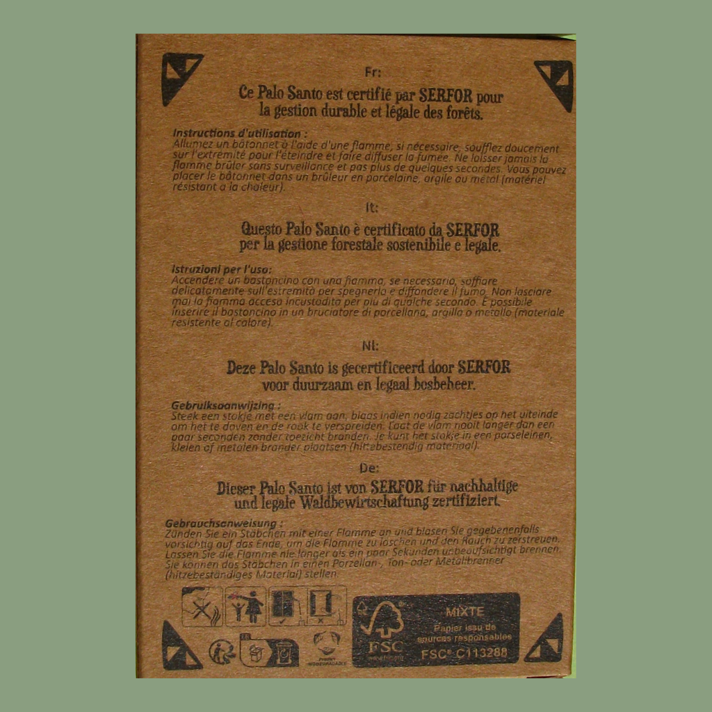 Boîte de Bâtons de Bois de Palo Santo Pur – Terra