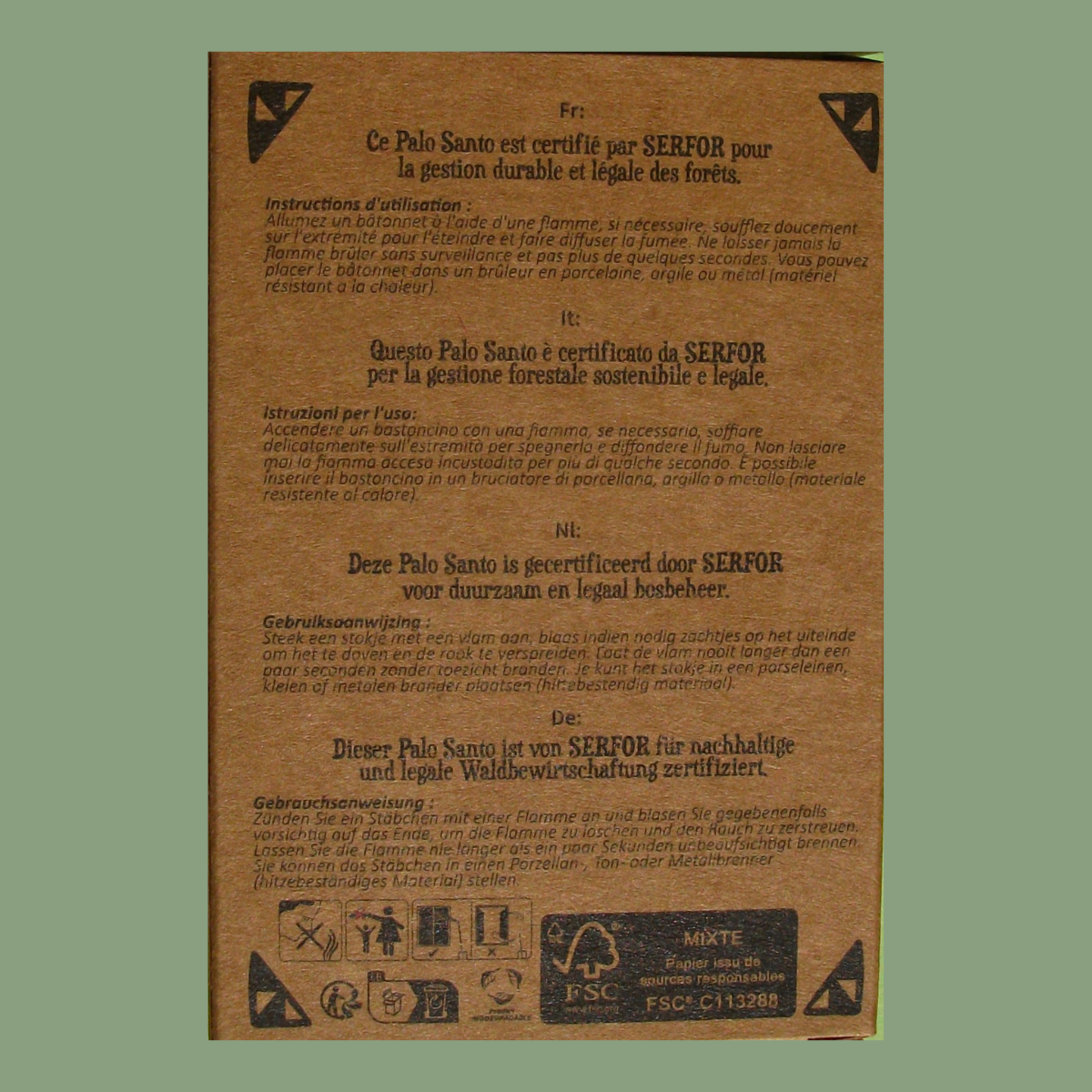 Boîte de Bâtons de Bois de Palo Santo Pur – Terra