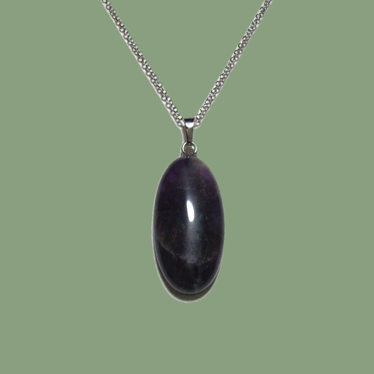 Pendentif Ovale Améthyste Chevron