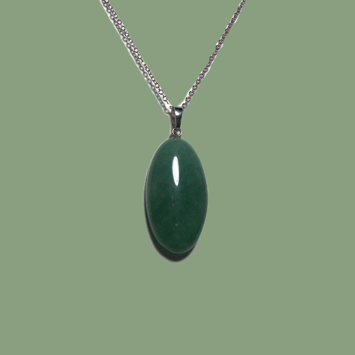 Pendentif Ovale Aventurine Verte