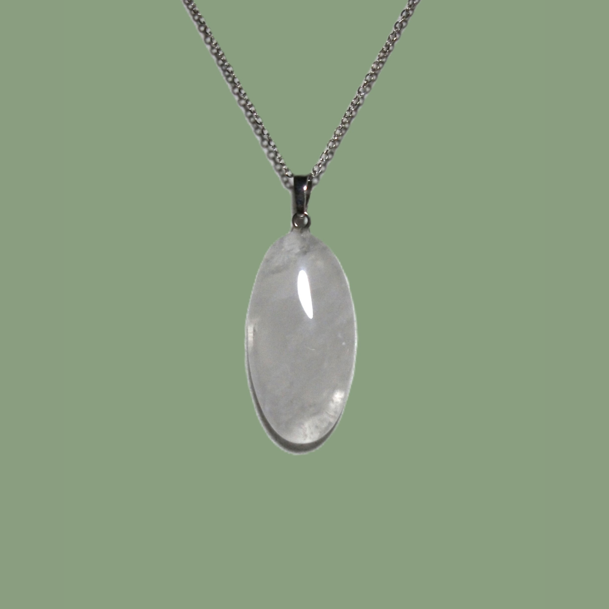 Pendentif Ovale Cristal de Roche