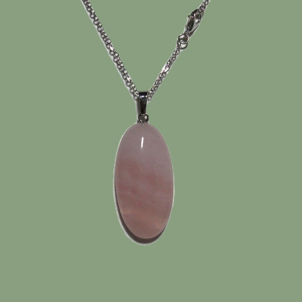 Pendentif Ovale Quartz Rose