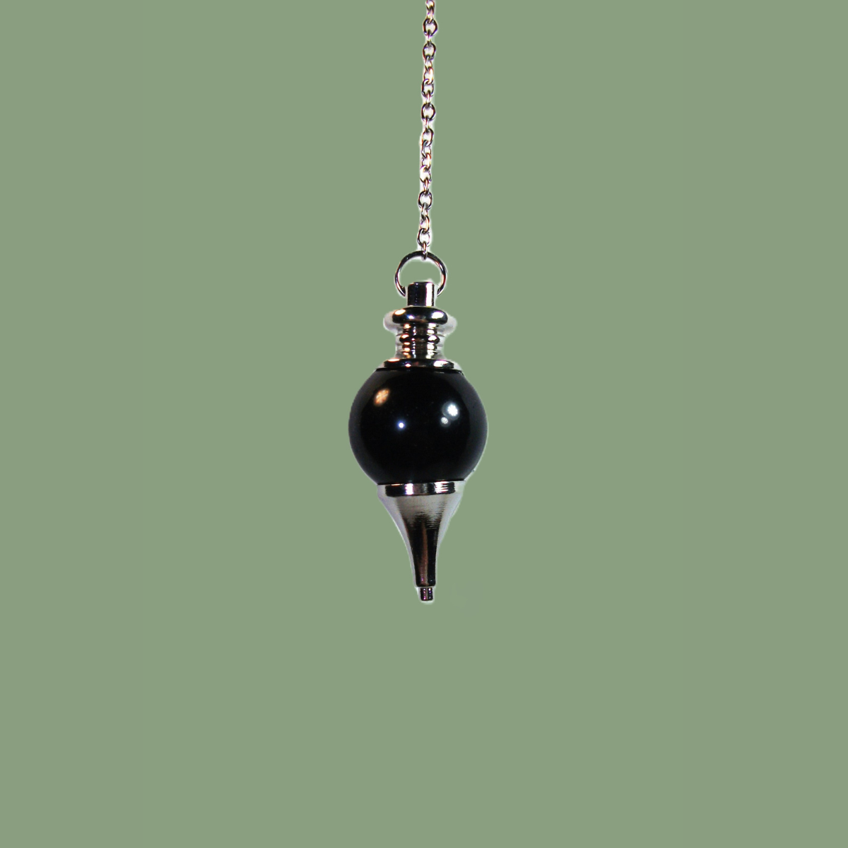Pendule Boule en Obsidienne Noire