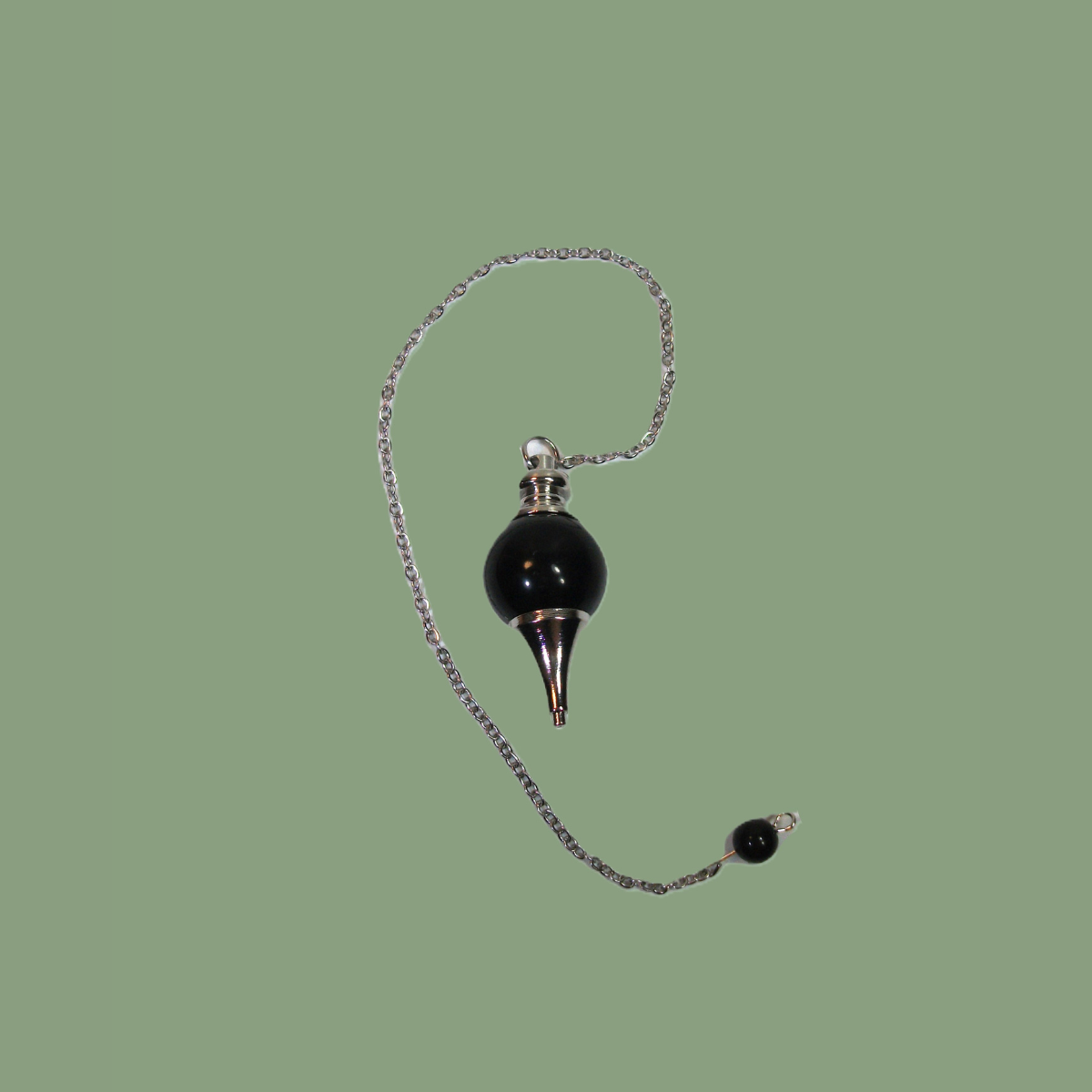 Pendule Boule en Obsidienne Noire