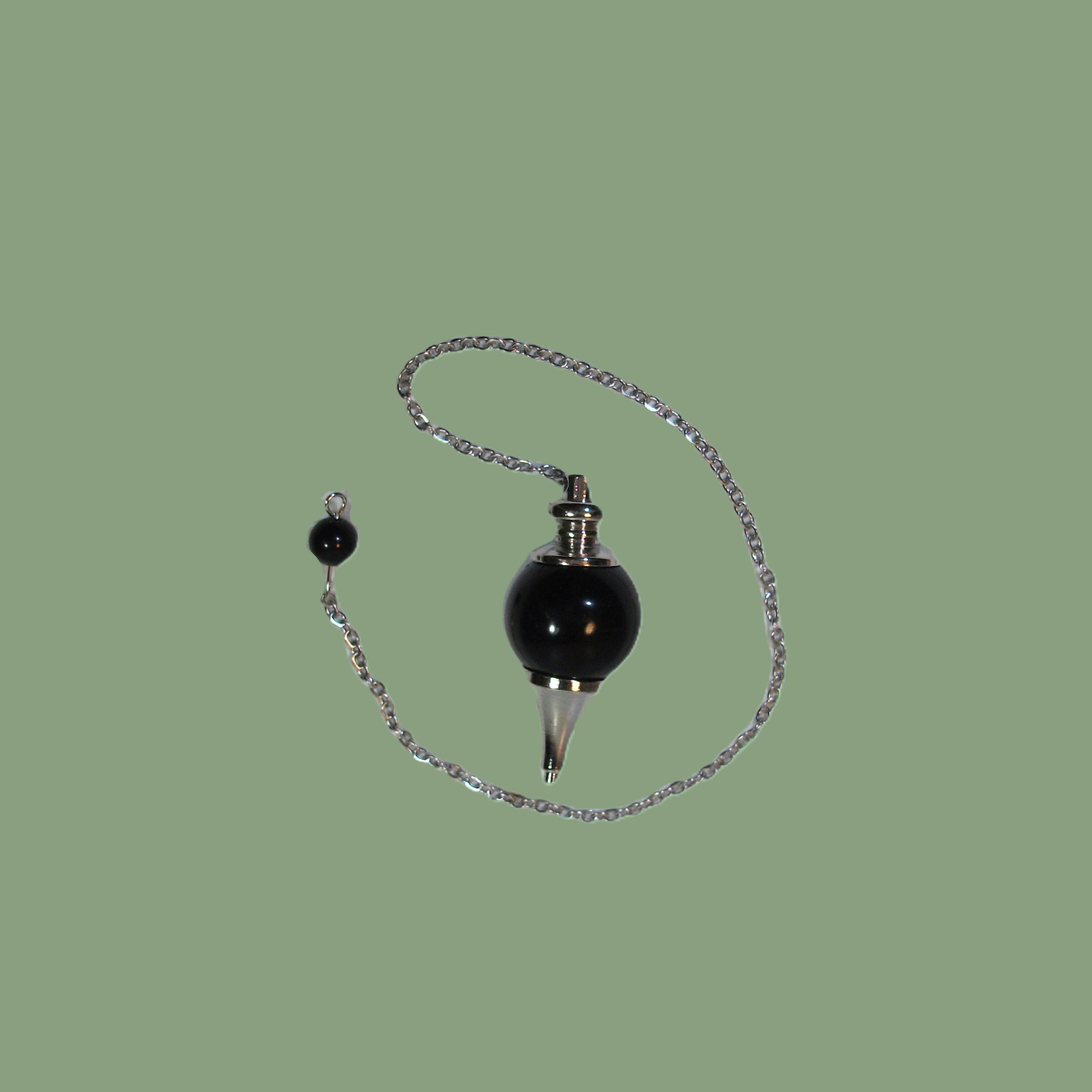 Pendule Boule en Obsidienne Noire