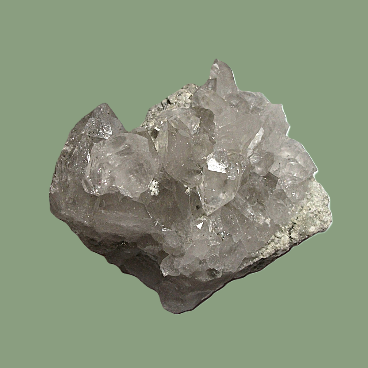 Groupe de Quartz Hyalin sur Gangue avec Biterminé Gemme – Chamonix