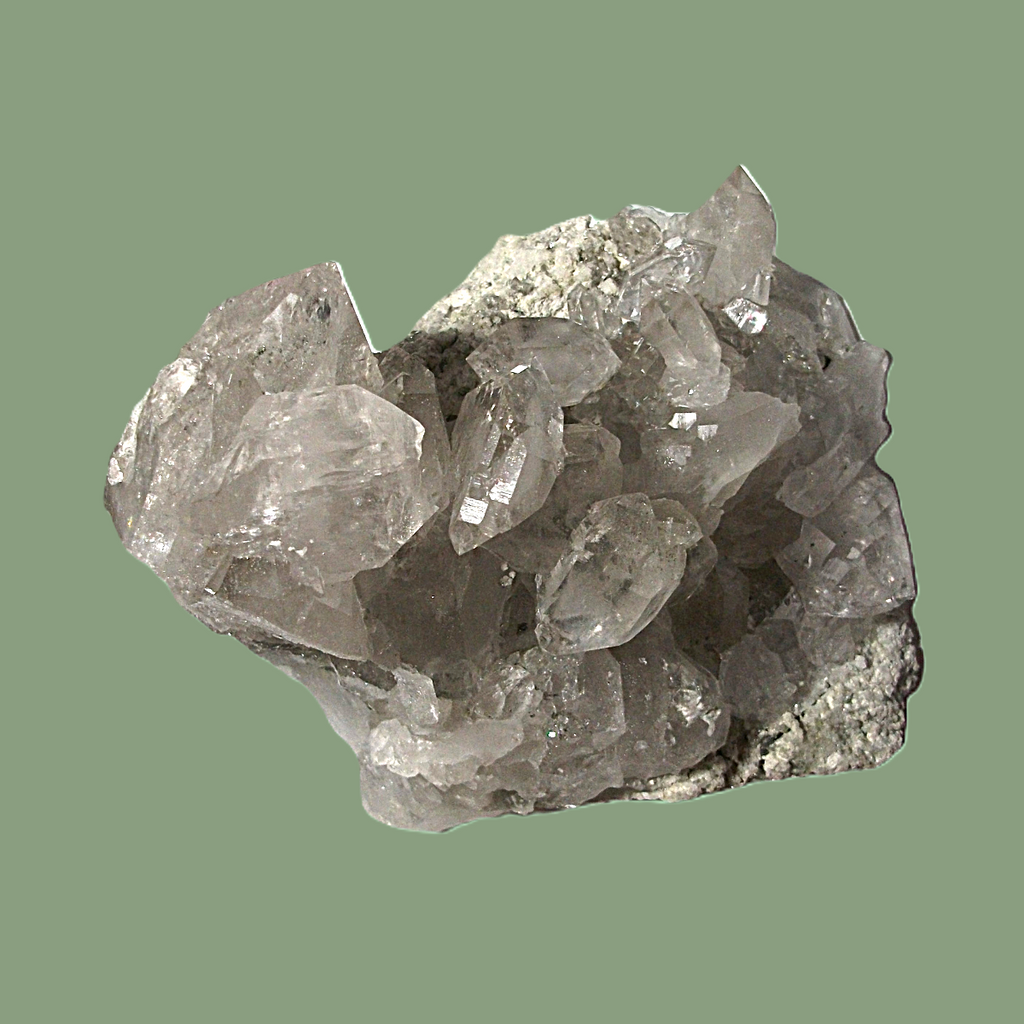 Groupe de Quartz Hyalin sur Gangue avec Biterminé Gemme – Chamonix