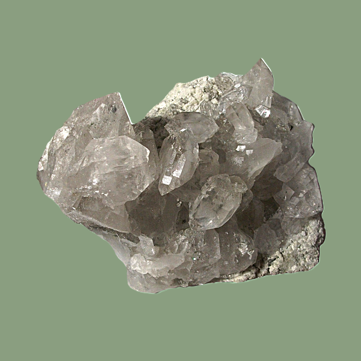 Groupe de Quartz Hyalin sur Gangue avec Biterminé Gemme – Chamonix
