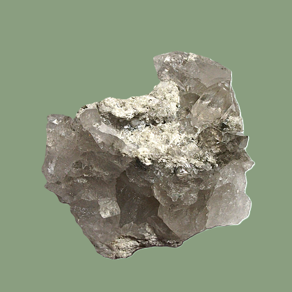 Groupe de Quartz Hyalin sur Gangue avec Biterminé Gemme – Chamonix