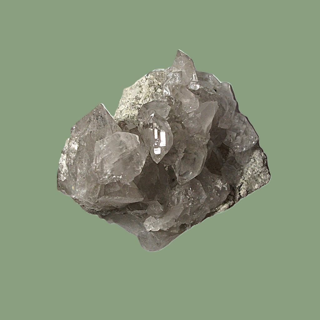 Groupe de Quartz Hyalin sur Gangue avec Biterminé Gemme – Chamonix