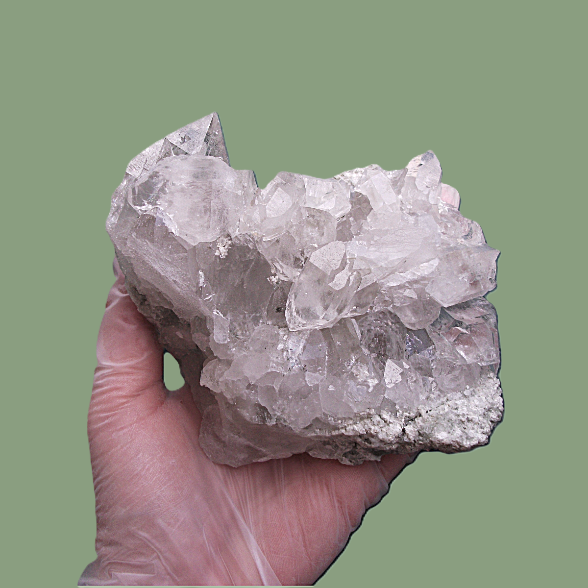 Groupe de Quartz Hyalin sur Gangue avec Biterminé Gemme – Chamonix