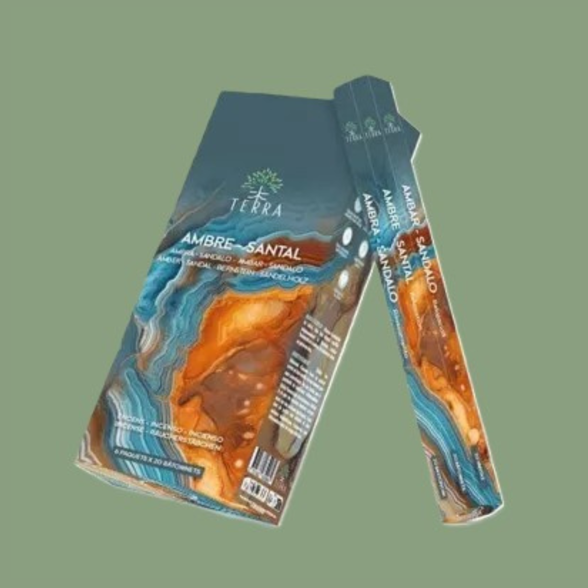 Encens Naturel Sans Charbon Hexa « Ambre & Santal » – Terra