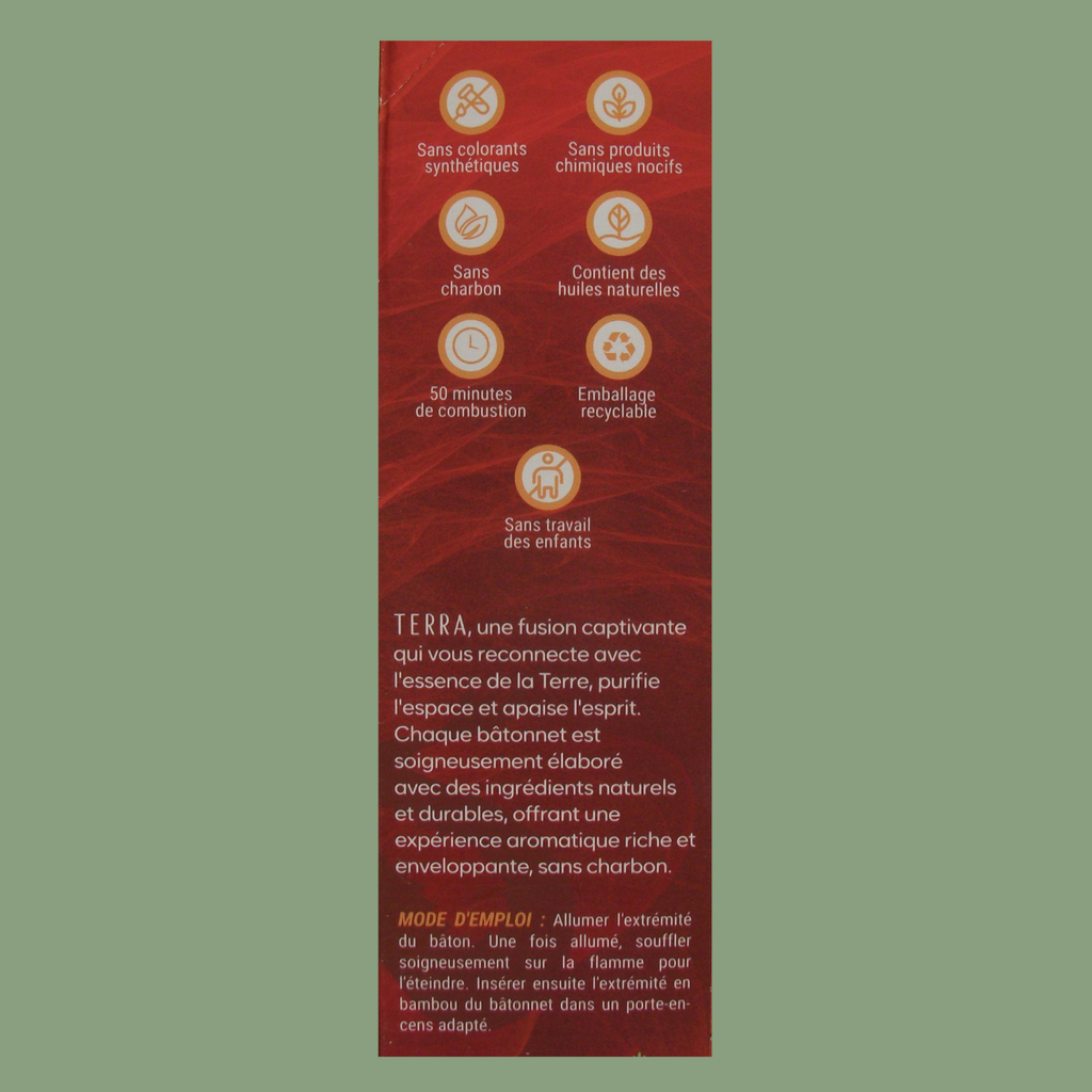 Encens Naturel Sans Charbon Hexa « Sang de Dragon » – Terra